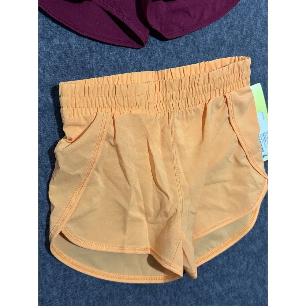 All In Motion Girl' Shorts 2 Pairs Orange Maroon Extra Small 4-5